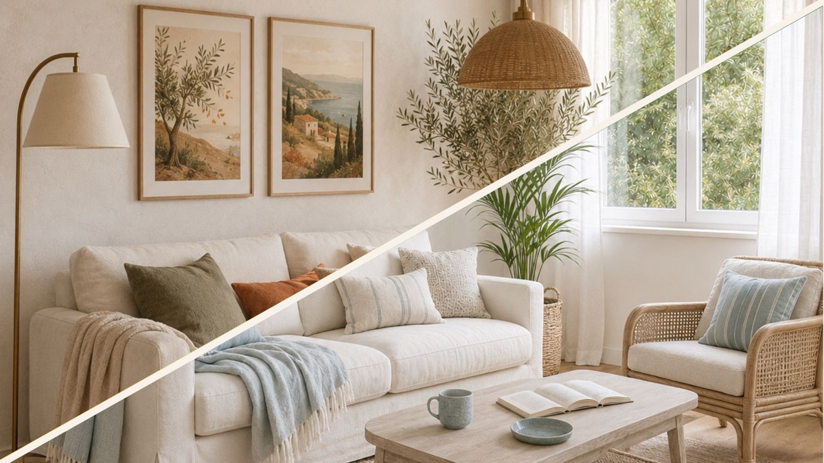 Vorher-Nachher-Vergleich: Wohnzimmer wird von unpersönlich zu warm und stimmig gestaltet
